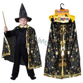Rappa Halloween Kostým kouzelnický plášť černý pro děti, délka 75 cm