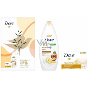 Dove Nourishing Care Argan Oil sprchový gel 250 ml + Nourishing Moroccan Argan Oil krémové toaletní mýdlo s arganovým olejem 90 g, kosmetická sada