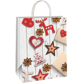 Ditipo Dárková papírová taška 22 x 10 x 29 cm Vánoční dekor dřevo, dřevěné ozdoby