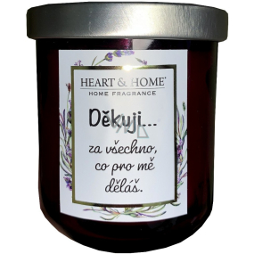Heart & Home Sladké třešně sójová vonná svíčka s nápisem Děkuji 110 g