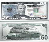 Talisman postříbřená dolarová bankovka 50 USD
