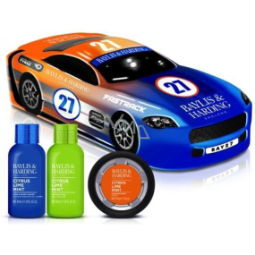 Baylis & Harding Citrus, Limetka a máta sprchový gel na tělo a vlasy 30 ml + sprchový gel 30 ml + tuhé mýdlo 50 g + závodní auto, kosmetická sada pro muže
