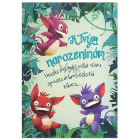 Albi Hrací přání do obálky K narozeninám Dětské s lemury z pralesa Cover verze - Já tak rád trsám 14,8 x 21 cm