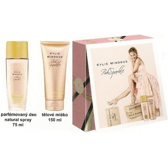 Kylie Minogue Pink Sparkle parfémovaný deodorant sklo pro ženy 75 ml + tělové mléko 150 ml, kosmetická sada