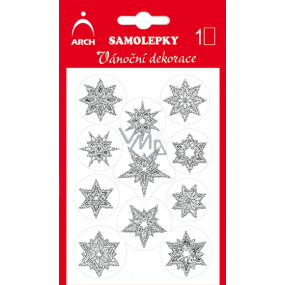 Arch Holografické dekorační samolepky vánoční s glitry 707-SG stříbrno-stříbrné 8,5x12,5 cm