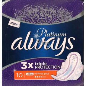 Always Platinum 3 x Triple Protection Ultra Normal Plus hygienické vložky s křidélky 10 kusů