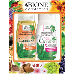 Bione Cosmetics Cannabis regenerační výživný šampon 260 ml + regenerační kondicionér na vlasy 260 ml, kosmetická sada