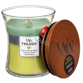 WoodWick Trilogy Woodland Shade - Lesní stín vonná svíčka s dřevěným knotem a víčkem sklo střední 275 g