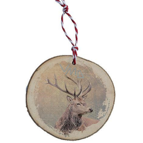 Bohemia Gifts Ručně vyráběná vánoční ozdoba dřevěná Jelen barevný 6 cm