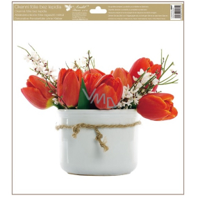 Okenní fólie bez lepidla tulipány červené 30 x 33,5 cm