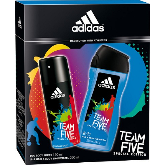 Adidas Team Five deodorant sprej pro muže 150 ml + sprchový gel 250 ml, kosmetická sada