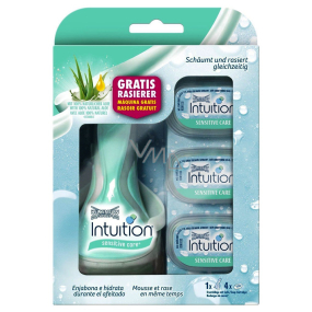 Wilkinson Intuition Naturals Sensitive Care 4 břitý holicí strojek pro ženy + náhradní hlavice 4 kusy, kosmetická sada