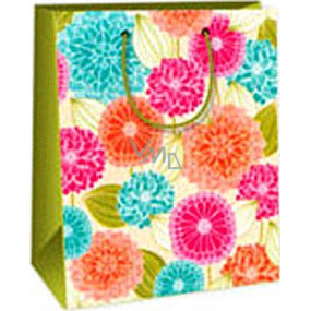 Ditipo Dárková papírová taška 18 x 10 x 22,7 cm růžové oranžové modré květy