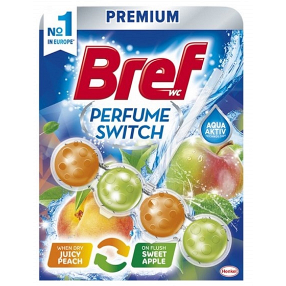 Bref Parfume Switch Peach Apple WC blok s vůní broskve a čeveného jablka efekt změny vůně 50 g