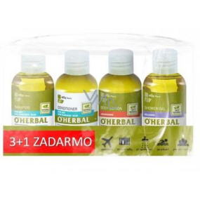 O Herbal Len šampon pro suché a poškozené vlasy 75 ml + kondicionér na vlasy 75 ml + Levandule sprchový gel 75 ml + Goji tělové mléko 75 ml, kosmetická sada