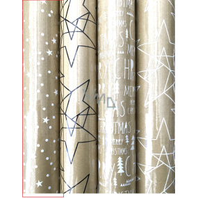 Zoewie Dárkový balicí papír 70 x 150 cm Vánoční Luxusní Scandi s ražbou zlatý - bílé puntíky, hvězdičky