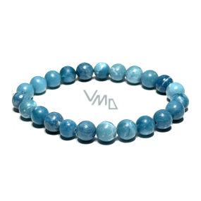 Larimar náramek elastický přírodní kámen, kulička 8 mm / 16 - 17 cm, kámen bájné Atlantidy