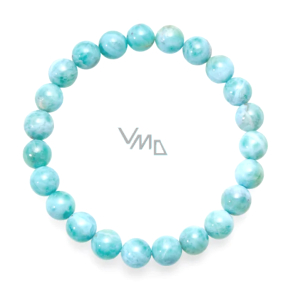 Larimar náramek elastický přírodní kámen, kulička 7 mm / 16 - 17 cm, kámen bájné Atlantidy