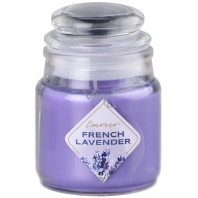 Emocio French Lavender - Levandule vonná svíčka sklo se skleněným víčkem 57 x 85 mm
