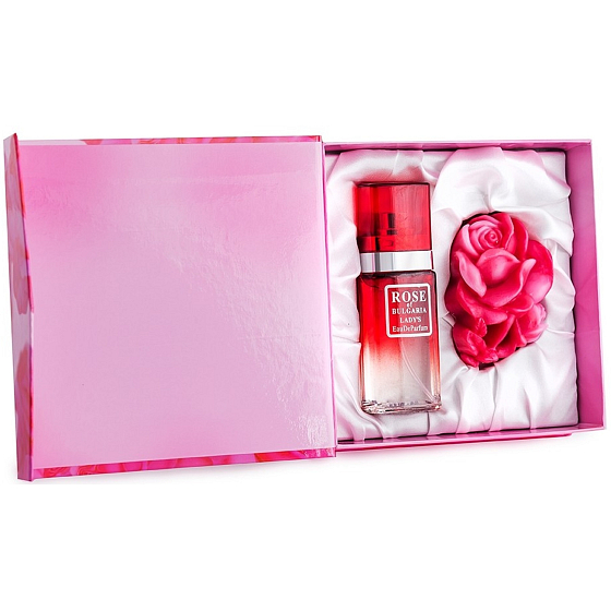 Rose of Bulgaria parfémovaná voda 25 ml + toaletní mýdlo ve tvaru růže 40 g, dárková sada pro ženy