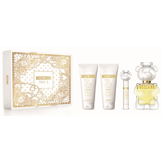 Moschino Toy 2 parfémovaná voda 100 ml + tělový krém 100 ml + sprchový gel 100 ml + cestovní sprej 10 ml, dárková sada pro ženy