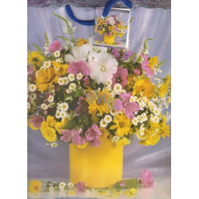 Nekupto Dárková papírová taška 32,5 x 26 x 13 cm Květiny 1 kus 449 40
