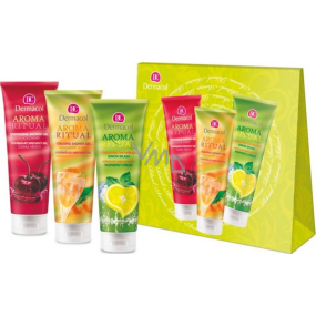 Dermacol Aroma Ritual Mandarinkový sorbet Povznášející sprchový gel 250 ml + sprchový gel Černá třešeň 250 ml + sprchový gel Rozpustilý citron 250 ml, kosmetická sada