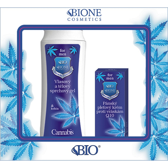 Bione Cosmetics for Men Q10 pleťový krém proti vráskám 40 ml + vlasový a tělový sprchový gel 200 ml, kosmetická sada