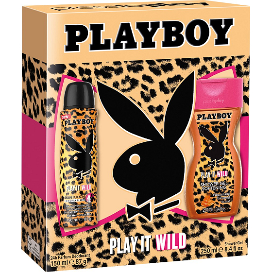 Playboy Play It Wild for Her deodorant sprej 150 ml + sprchový gel 250 ml, kosmetická sada