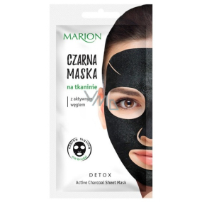 Marion Detox Black s aktivním dřevěným uhlím pro regulaci mazu černá látková pleťová maska 1 kus