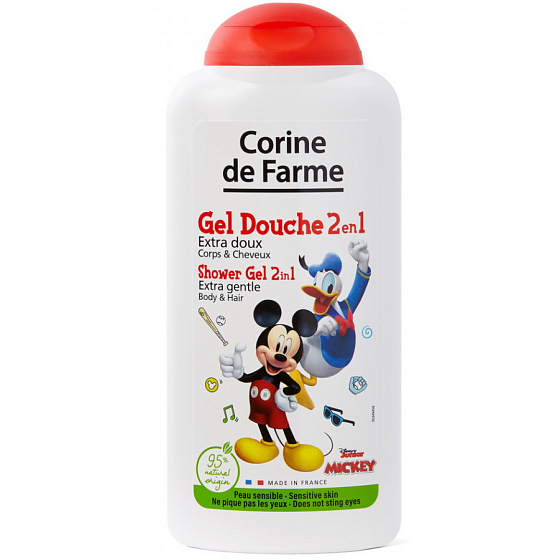 Corine de Farme Disney Mickey Mouse 2v1 šampon na vlasy a sprchový gel pro děti 250 ml