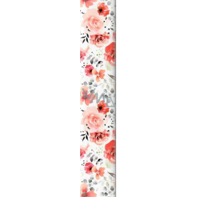 Ditipo Dárkový balicí papír 70 x 200 cm bílý červené květy