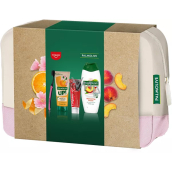 Palmolive UP! Citrus & Peach sprchový gel 200 ml + Smoothies Refreshing Peach sprchový krém 500 ml + Colgate Max White Charcoal bělicí zubní pasta 75 ml + zubní kartáček + kosmetická taška, kosmetická sada pro ženy