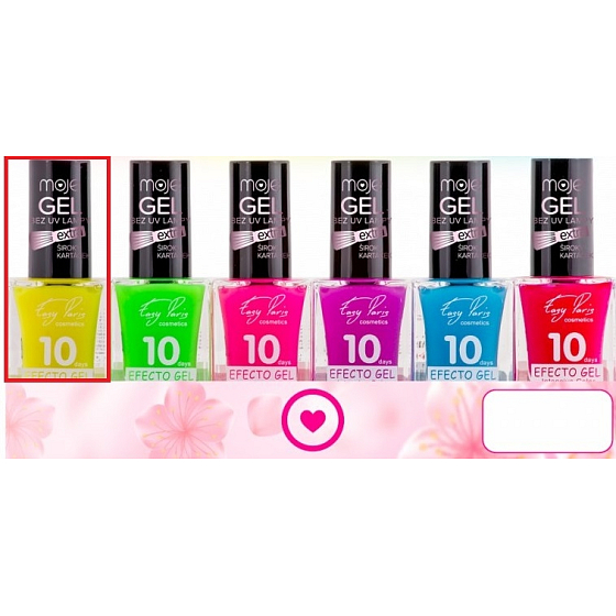 Moje Easy Paris 10Days Efecto Gel fluorescenční gelový lak na nehty 001 Žlutý 15 ml