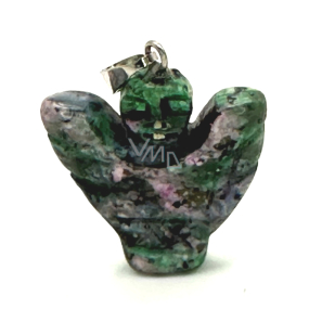 Anyolot / Ruby v zoisitu Anděl, andělská křídla přívěsek přírodní kámen ručně broušený 25 x 21 x 5 mm, odbourává stres