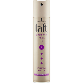 Taft Perfect Flex, lak na vlasy ultra silně tužící, síla fixace 4, 250 ml Taft Perfect Flex, lak na vlasy ultra silně tužící, síla fixace 4, 250 ml