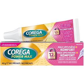 Corega Power Max upevnění + komfort fixační krém na zubní protézu 40 g Corega Power Max upevnění + komfort fixační krém na zubní protézu 40 g