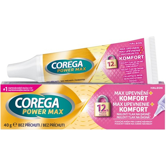Corega Power Max upevnění + komfort fixační krém na zubní protézu 40 g