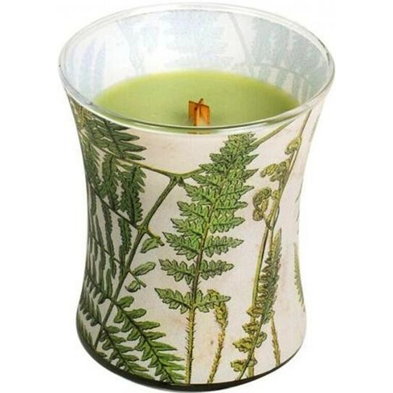 WoodWick Decal Fern - Kapradina vonná svíčka s dřevěným knotem a víčkem sklo střední 275 g