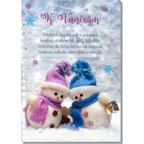Albi Hrací přání do obálky K Vánocům Dva sněhuláci Cover verze Jingle Bell rock 15,5 x 22 cm