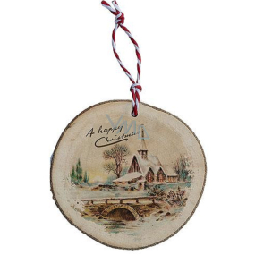 Bohemia Gifts Ručně vyráběná vánoční ozdoba dřevěná Vánoční vesnice 6 cm