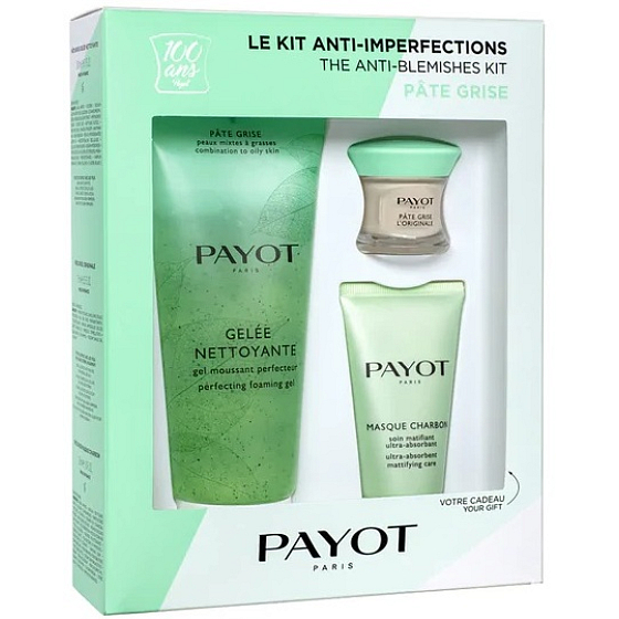 Payot Pate Grise Pate Grise Nettoyante čisticí gel 200 ml + L Originale SOS péče proti nedokonalostem pleti 15 ml + Charbon Masque multiaktivní pleťová maska 50 ml, kosmetická sada set 2020