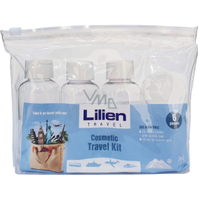 Lilien Travel Kit cestovní sada lahvička se šroubovacím uzávěrem 3 x 75 ml + nádobka na krém 3 x 10 ml