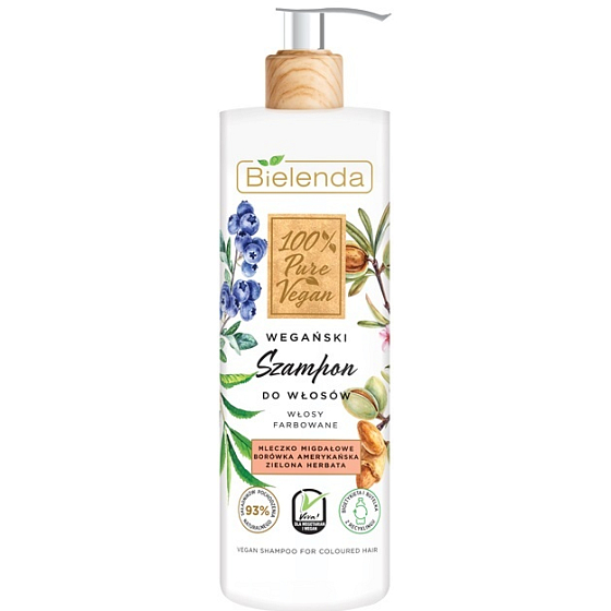 Bielenda 100% Pure Vegan Mandlové mléko + Zelený čaj šampon na barvené vlasy 400 g