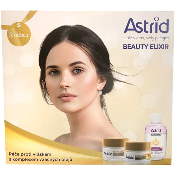 Astrid Beauty Elixir denní krém proti vráskám 50 ml + noční krém proti vráskám 50 ml + dvoufázový odličovač očí a rtů 125 ml, kosmetická sada