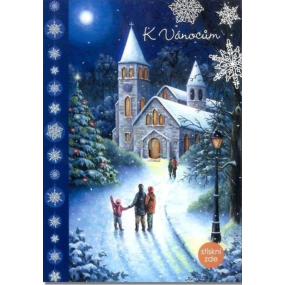 Albi Svítící přání do obálky K Vánocům Lidi jdou do kostela na půlnoční 14,8 x 21 cm