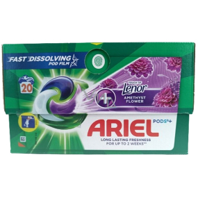 Ariel +Touch Of Lenor Ametyst Flower gelové kapsle pro dlouhotrvající svěžest 20 kusů