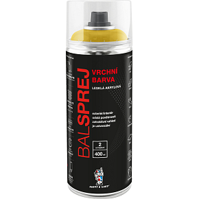 BALSPREJ vrchní univerzální akrylová barva ve spreji, RAL 1018 žlutá zinková, 400 ml