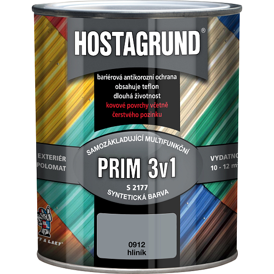 Hostagrund Prim 3v1 S2177 základní i vrchní barva na kov, 0912 hliník, 600 ml