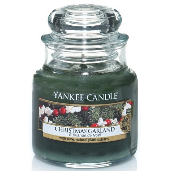 Yankee Candle Christmas Garland - Vánoční věnec vonná svíčka Classic malá sklo 104 g